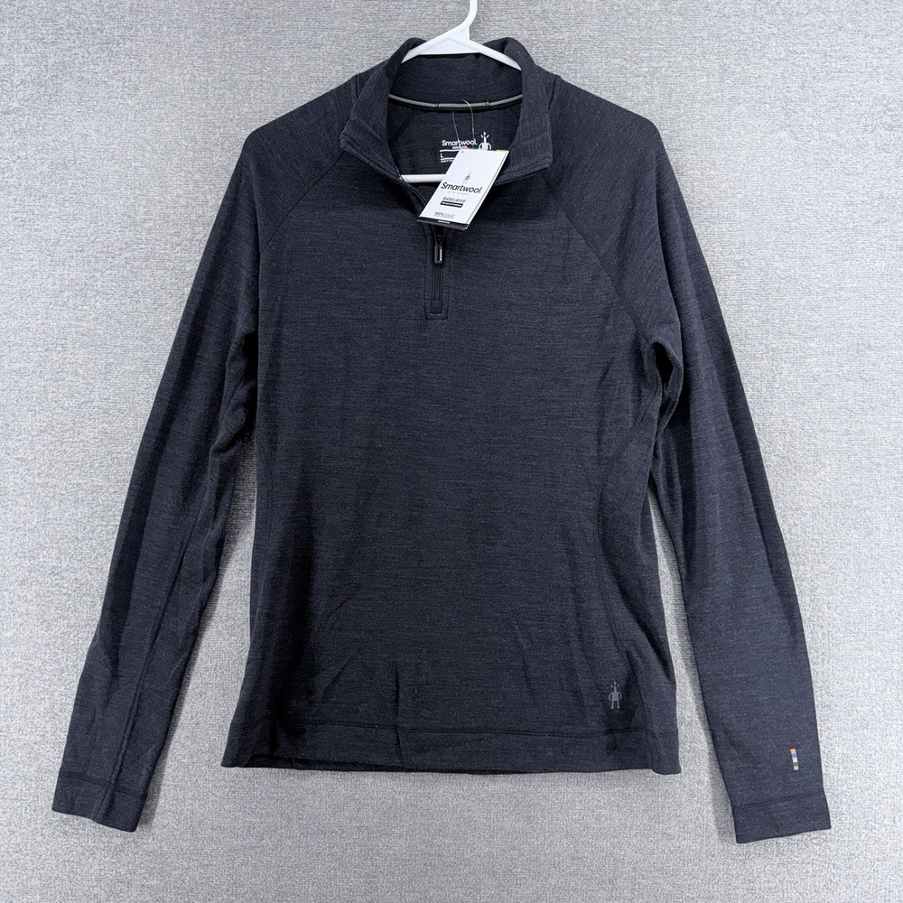 Smartwool 1/4 Zip Merino Wool 250 Base Layer Women Large Charcoal Heather NEW